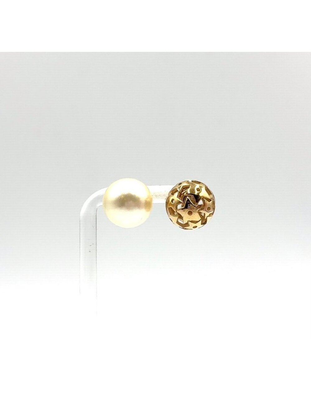 Dior Tribal Ball Faux Pearl Off White Gold Earrings